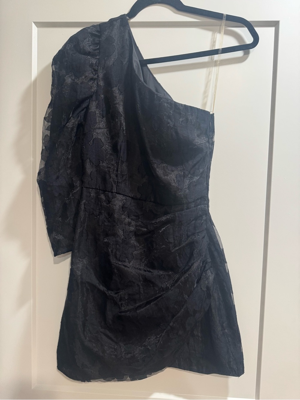 DO+BE One-Shoulder Black Jacquard Mini Dress